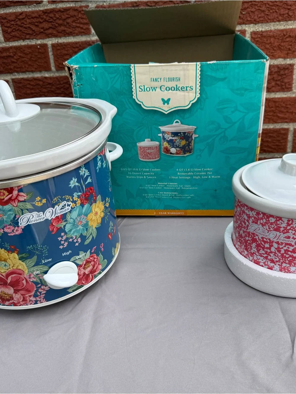 Pioneer Woman Fancy Flourish 4 Qt & Mini Slow Cooker 2 Pc Set Floral